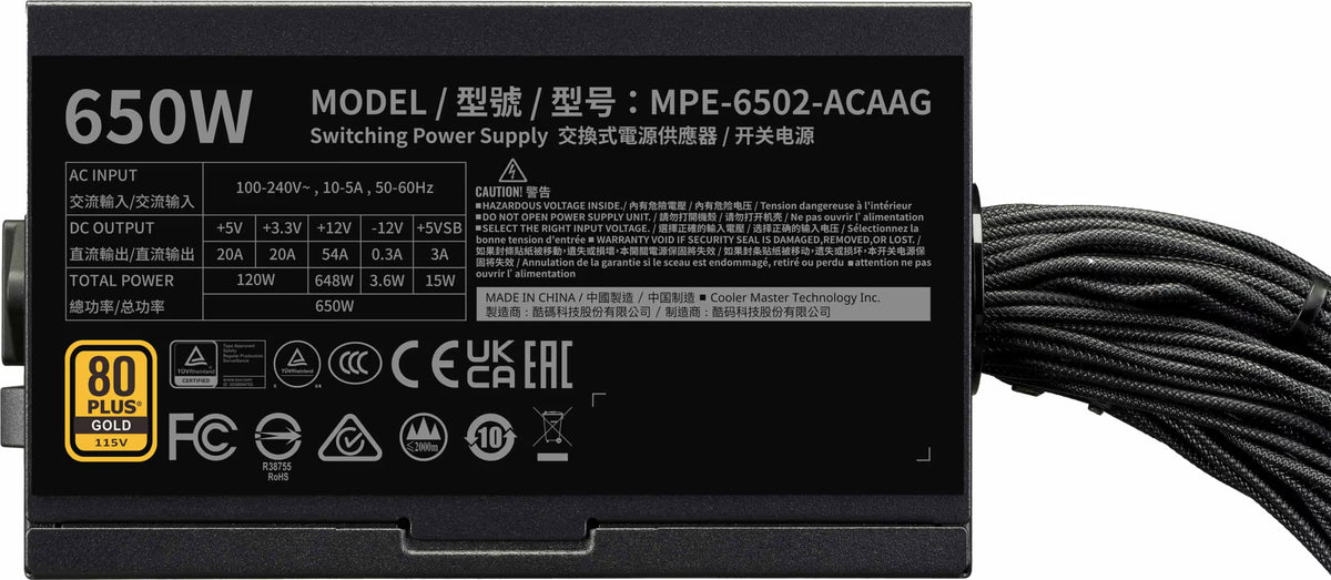 Cooler Master MWE Gold V3 NM 650W nätaggregat (svart)