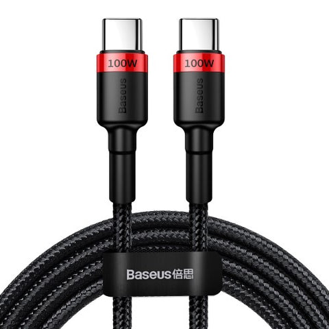 Baseus USB-C till USB-C – 100W 2m – Svart/Röd