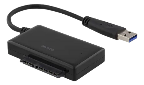 Deltaco Adapter USB-A 3.0 till SATA 6GB/s för 2.5" HDD - Svart